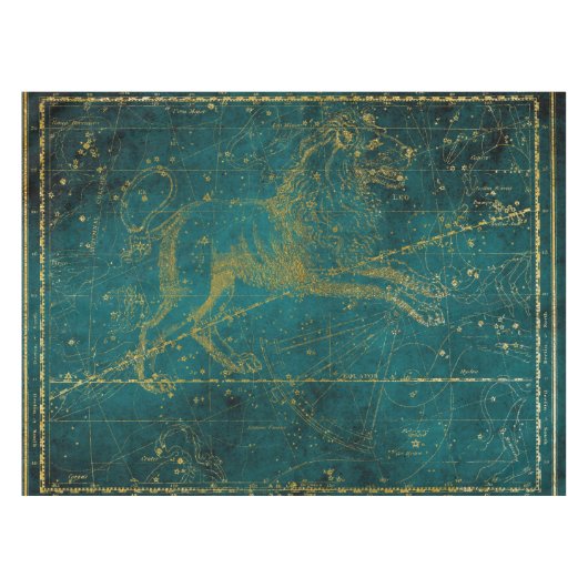  geïllustreerde Green & Gold Lion Star-kaart Tafelkleed (Voorkant (Horizontaal))