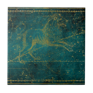 geïllustreerde Green & Gold Lion Star-kaart Tegeltje