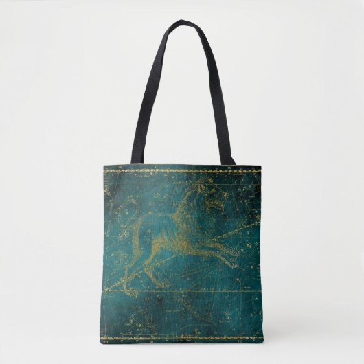geïllustreerde Green & Gold Lion Star-kaart Tote Bag (Voorkant)