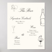 Geïllustreerde grillige bruiloft bar menu poster (Voorkant)