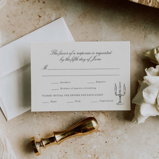 Geïllustreerde grillige bruiloft RSVP kaartje