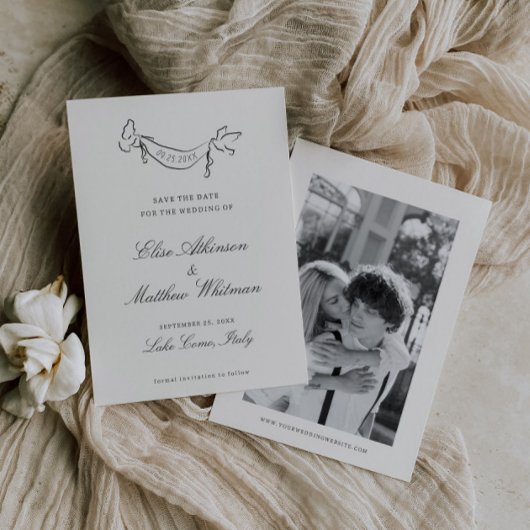 Geïllustreerde grillige bruiloft save the date