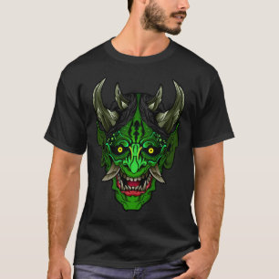 Geïllustreerde Groene Oni Duivel T-Shirt