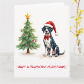 Geïllustreerde Grote Deen en kerstboom Kaart (Gele Bloem)