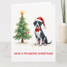 Geïllustreerde Grote Deen en kerstboom Kaart