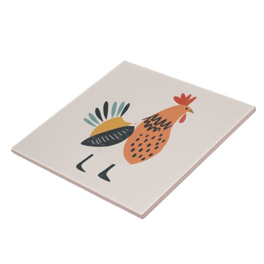 Geïllustreerde Haan Keramische Tegel Tegeltje (Zijkant)