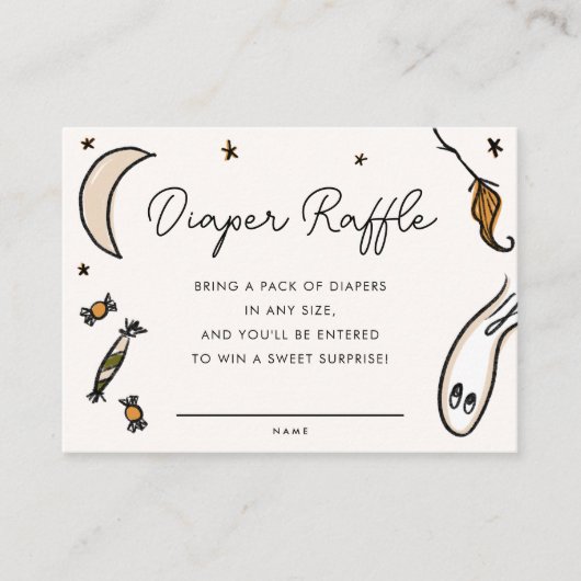 Geïllustreerde Halloween Baby shower luier Raffle Informatiekaartje (Voorkant)