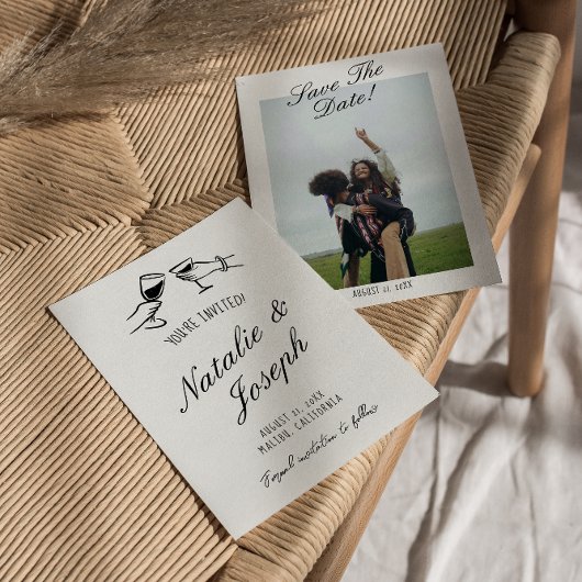 Geïllustreerde Hand Geschreven Getrokken Schattige Save The Date