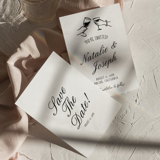 Geïllustreerde Hand Geschreven Getrokken Schattige Save The Date