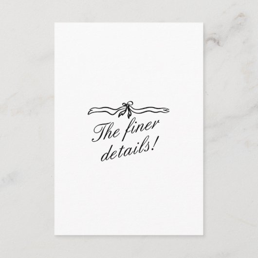 Geïllustreerde Hand Geschreven Getrokken Trouwdeta Informatiekaartje (Achterkant)