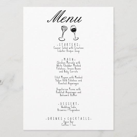 Geïllustreerde Hand Geschreven Tekenen Eigenzinnig Menu (Voorkant)