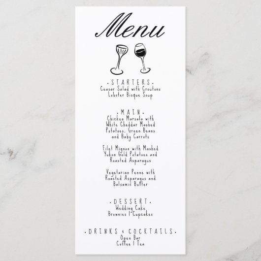 Geïllustreerde Hand Geschreven Tekenen Eigenzinnig Menu (Voorkant)