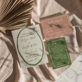 Geïllustreerde Hand getekend Geschreven Unieke bru Kaart