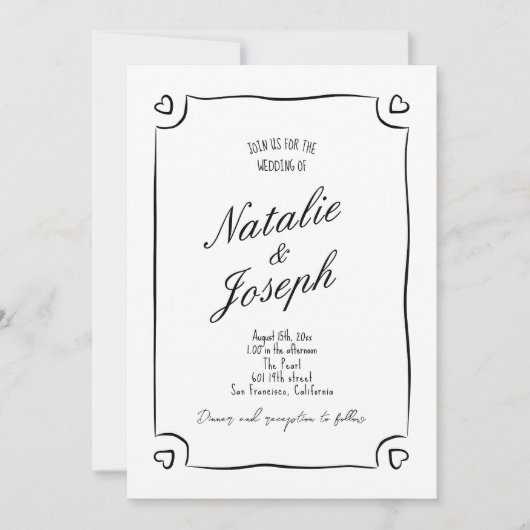 Geïllustreerde hand getrokken grillige Schattigee Kaart (Voorkant)