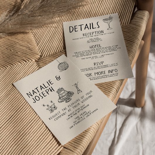 Geïllustreerde Handgeschreven Cake All In One Brui Kaart