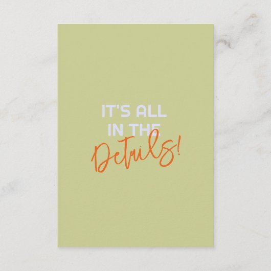 Geïllustreerde handgeschreven eigenzinnige leuke b informatiekaartje (Achterkant)