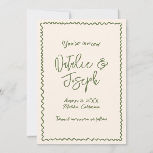 Geïllustreerde handgeschreven krabbel moderne brui save the date (Achterkant)