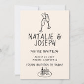 Geïllustreerde Handgeschreven Retro Vreemde Foto H Save The Date (Achterkant)