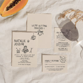 Geïllustreerde handgeschreven taart Quirky Suite W Kaart