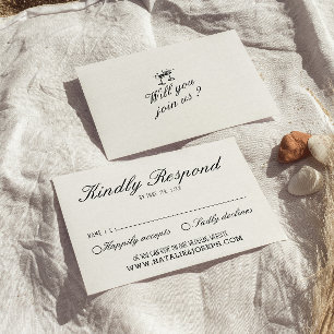 Geïllustreerde handgeschreven unieke moderne bruil RSVP kaartje