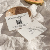 Geïllustreerde handgeschreven unieke QR-code bruil RSVP Kaartje