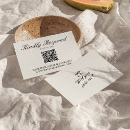 Geïllustreerde handgeschreven unieke QR-code bruil RSVP Kaartje