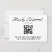 Geïllustreerde handgeschreven unieke QR-code bruil RSVP Kaartje (Voorkant)