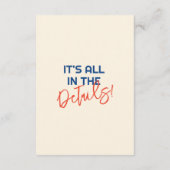 Geïllustreerde handgeschreven vreemde leuke huweli informatiekaartje (Achterkant)