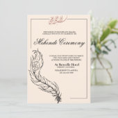 geïllustreerde handgetekende pauw Arabisch Mehndi Kaart (Staand voorkant)