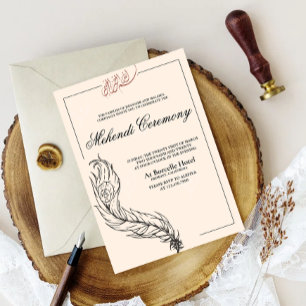 geïllustreerde handgetekende pauw Arabisch Mehndi Kaart