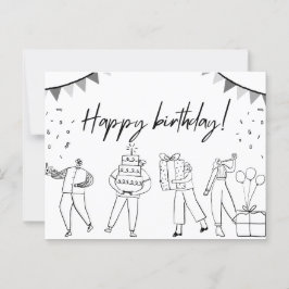 Geïllustreerde Happy Birthday Kaart