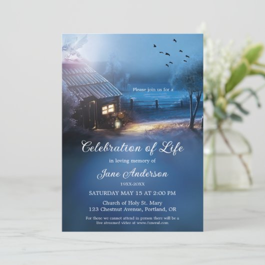 Geïllustreerde herdenkingsviering van het leven  kaart (Staand voorkant)