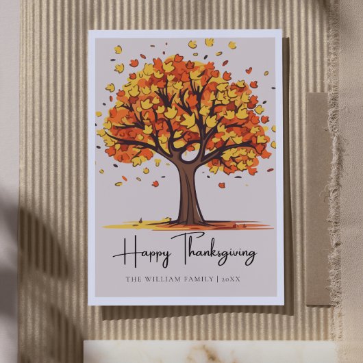 Geïllustreerde herfst bomen vakantie blij Thanksgi Feestdagenkaart