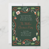 Geïllustreerde Holly Christmas Lijst Holiday Party Kaart (Voorkant)