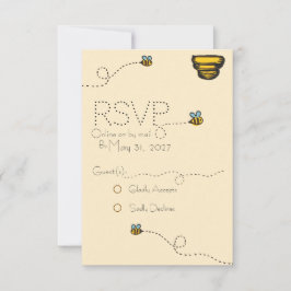 Geïllustreerde hommel-reactiekaart RSVP kaartje