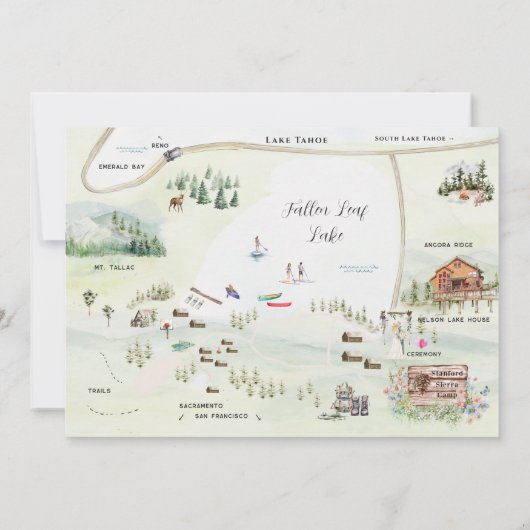 Geïllustreerde huwelijkskaart route kaart (Achterkant)