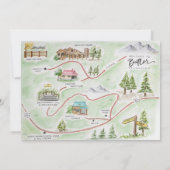 Geïllustreerde huwelijkskaart route kaart (Achterkant)