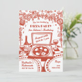 Geïllustreerde Italiaanse Pizza Party Kaart (Staand voorkant)