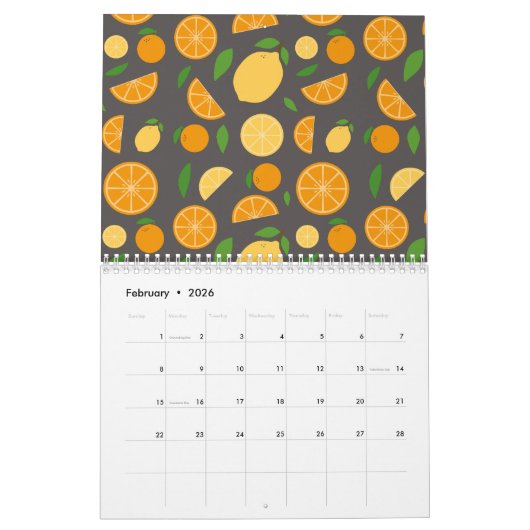 Geïllustreerde jaarkalender kalender (Feb 2026)