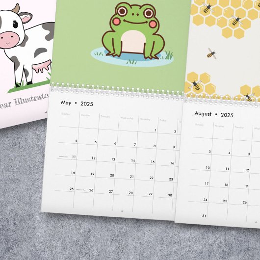 Geïllustreerde jaarkalender kalender