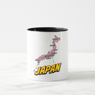 Geïllustreerde Japan kaart in Pop Art-stijl Mok