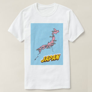 Geïllustreerde Japan kaart in Pop Art-stijl T-shirt