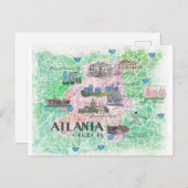 Geïllustreerde kaart van Atlanta Georgia VS  (Voorkant / Achterkant)