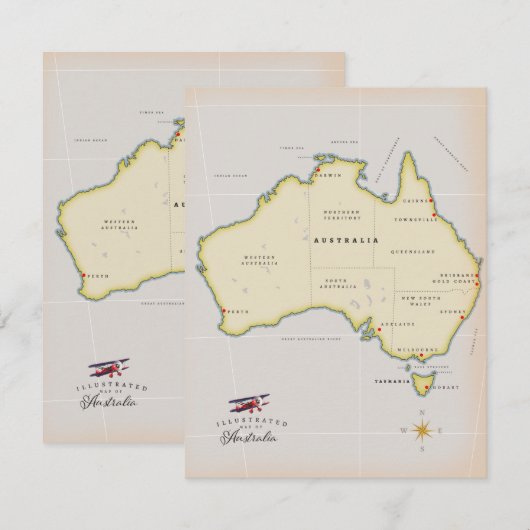 Geïllustreerde kaart van Australië (Voorkant / Achterkant)
