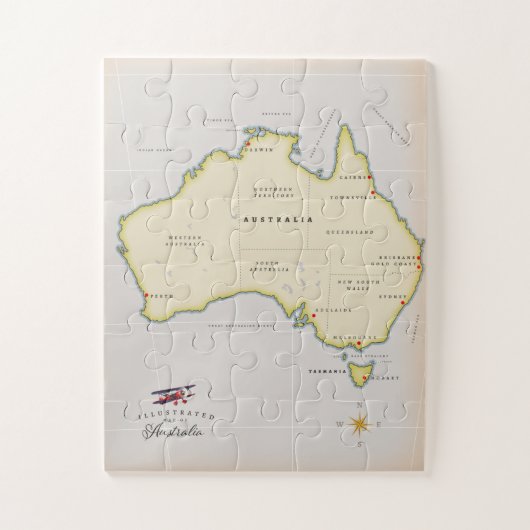 Geïllustreerde kaart van Australië Legpuzzel (Verticaal)