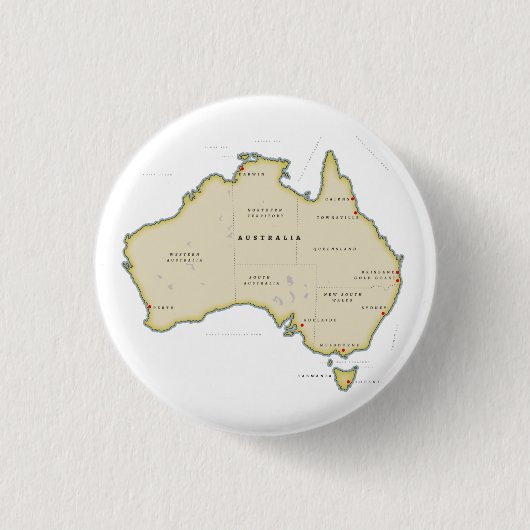 Geïllustreerde kaart van Australië Ronde Button 3,2 Cm (Voorkant)