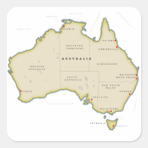 Geïllustreerde kaart van Australië Vierkante Sticker