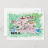 Geïllustreerde kaart van Berlijn, Duitsland met ho (Voorkant / Achterkant)