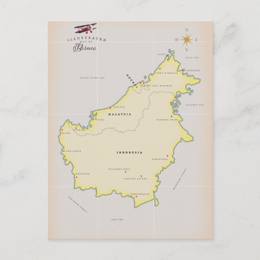 Geïllustreerde kaart van Borneo (Voorkant)