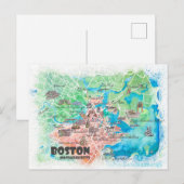 Geïllustreerde kaart van Boston Massachusetts VS (Voorkant / Achterkant)